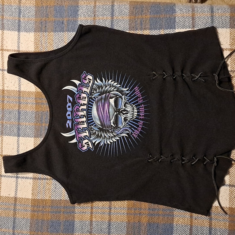 VINTAGE Sturgis BLACK HILLS RALLY  Tank skull 2007 XL Black